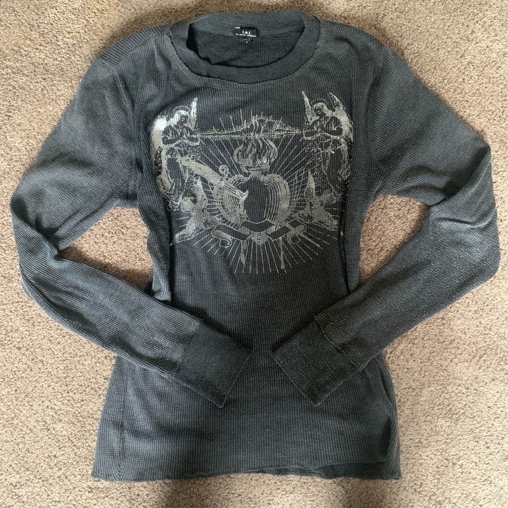 Vintage LEI cyber grunge sacred heart printed thermal long sleeve